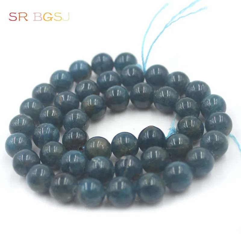 

Free Shipping 4.6.8.10.12mm Blue Apatite Natural Stones Spacer Round Beads For DIY Jewelry Making Strand 15"