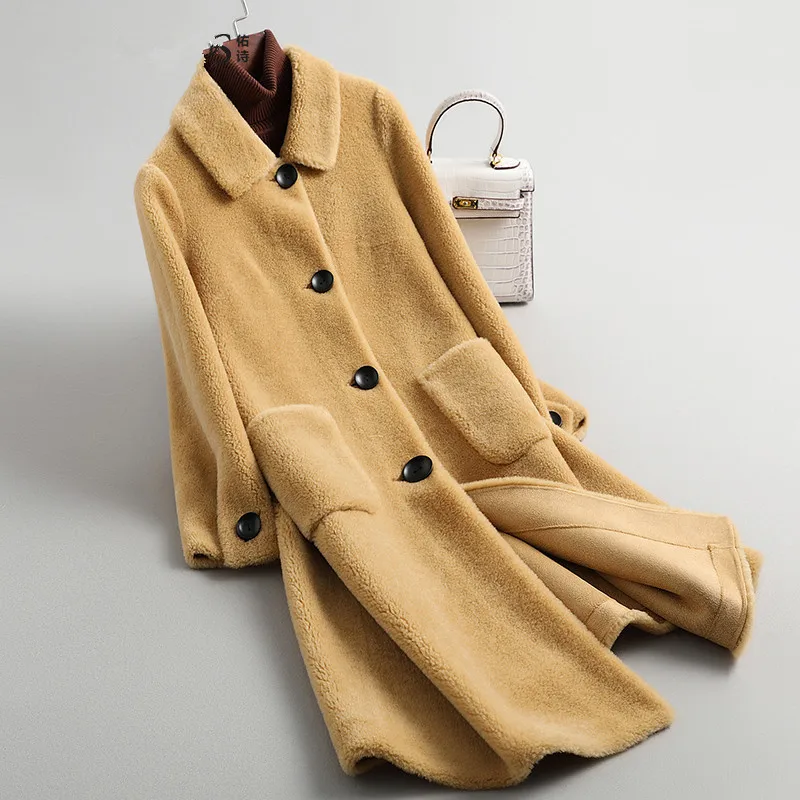 Зимняя куртка для женщин 2020 пальто из натурального меха Женская овечья шерсть 100%