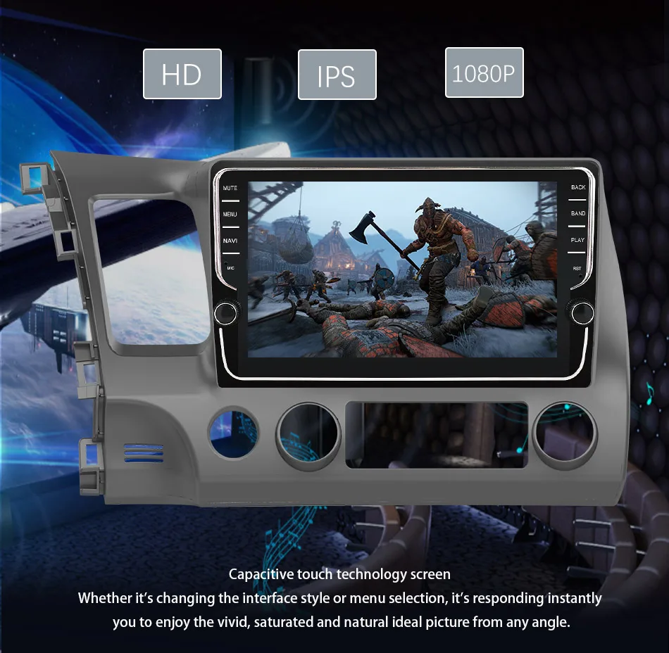 Eunavi 4G+ 64G 2 DIN ips Android 9,0 автомобильный Радио Мультимедиа Видео плеер gps для Honda Civic 2006-2011 2din автомобильный ПК 9 дюймов без dvd