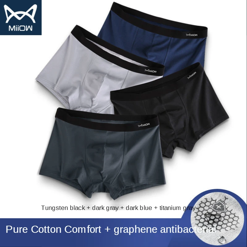 

MiiOW Men's Underwear, Men's Cotton, Antibacterial Boxer, Large Size, Breathable Sports, Youth Trend, Four-corner Shorts