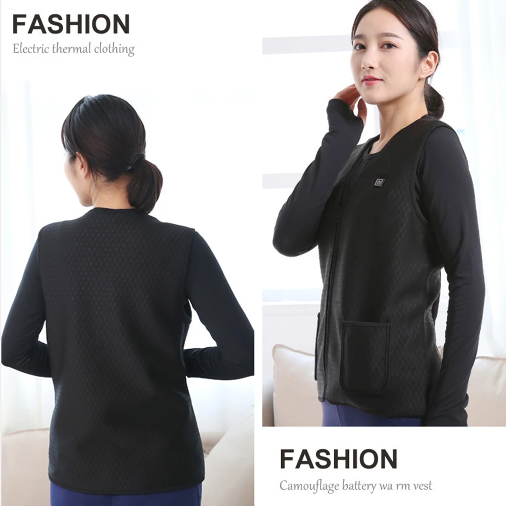 

Winter Warm Heated Vest Women Men Outdoor Fishing Electric Heating Jacket Travelling Easy Carrying Portable Parts
