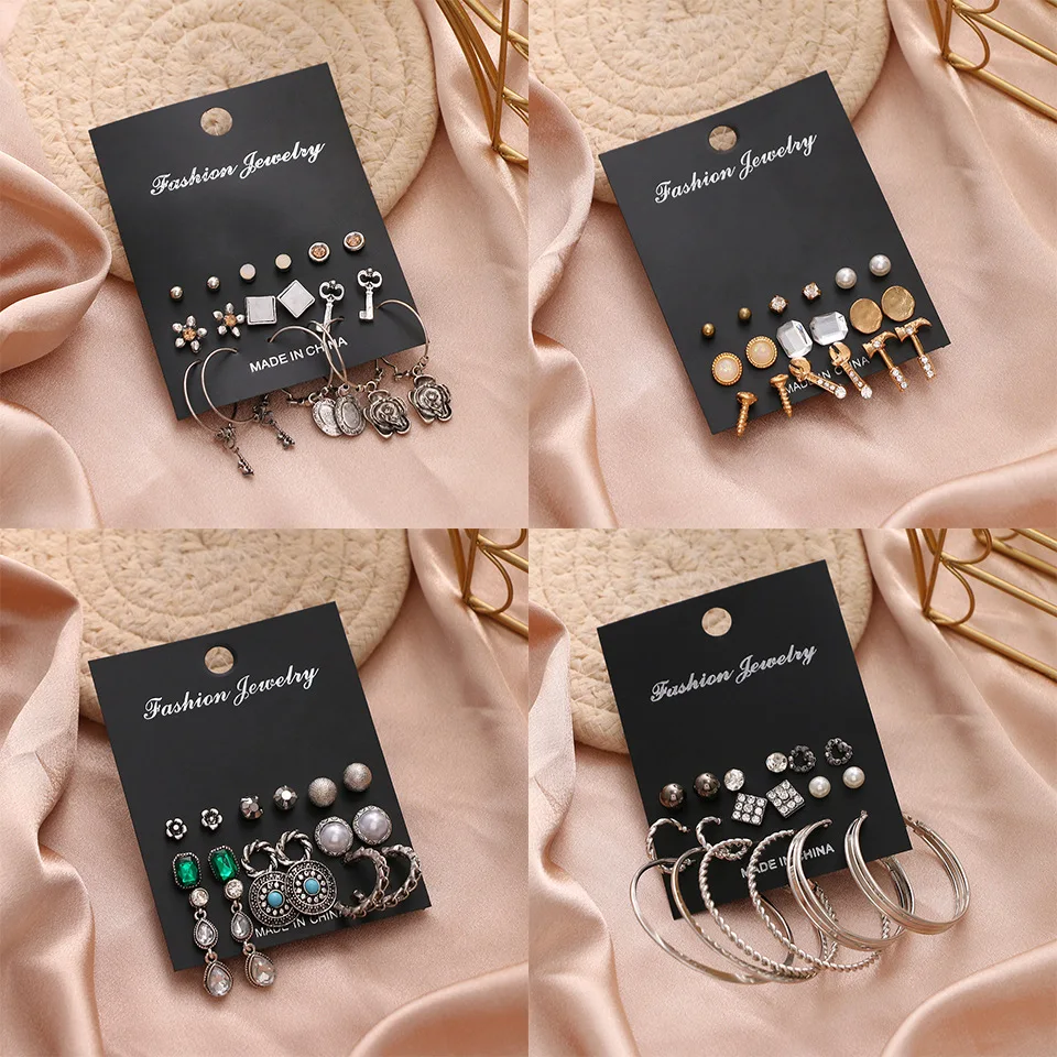 

HaHaGirl винтажные металлические серьги-гвоздики, бриллиантовые серьги 2021, трендовый набор сережек, ювелирные изделия, подарки