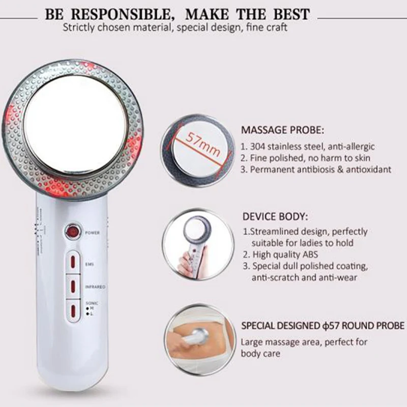 3 In 1 Intelligent Ultrasonic Cavitation EMS Body Slimming Massager Beauty Fat Removal Therapy Weight Loss Device Anti Cellulite