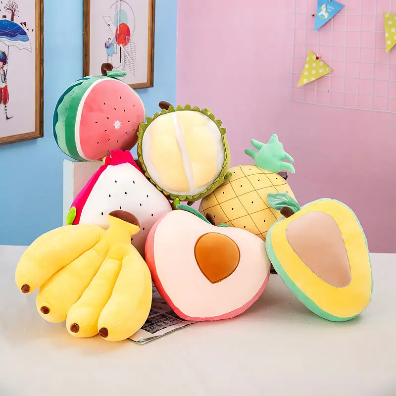 35cm Soft simulation fruit plush toy banana watermelon strawberry durian sofa decoration children pillow doll doll gift durian fruit plush toy stuffed toy durian pillow cushion plush toys for home decoration sofa