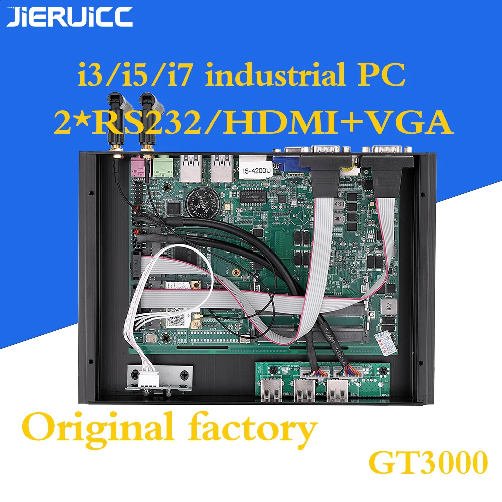 Дешевый безвентиляторный промышленный ПК 4K HD i3 i5 i7 celeron 24 часа работы 2 COM HDMI VGA
