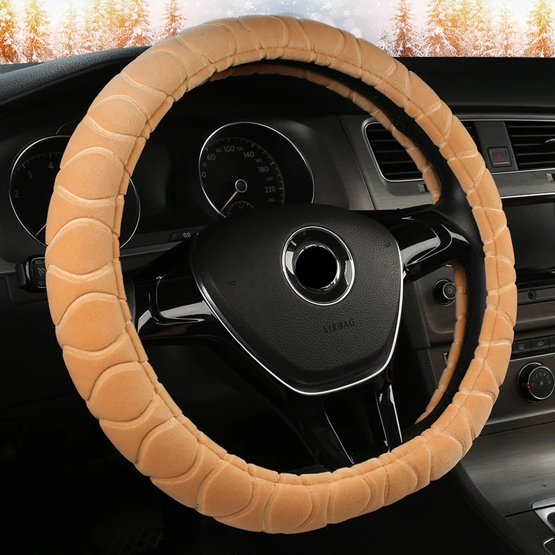 Auto D Shape Steering Wheel Cover Universal Soft Warm Braid On The Covers Handle Plush Set Car Protector For Volkswagen | Автомобили и