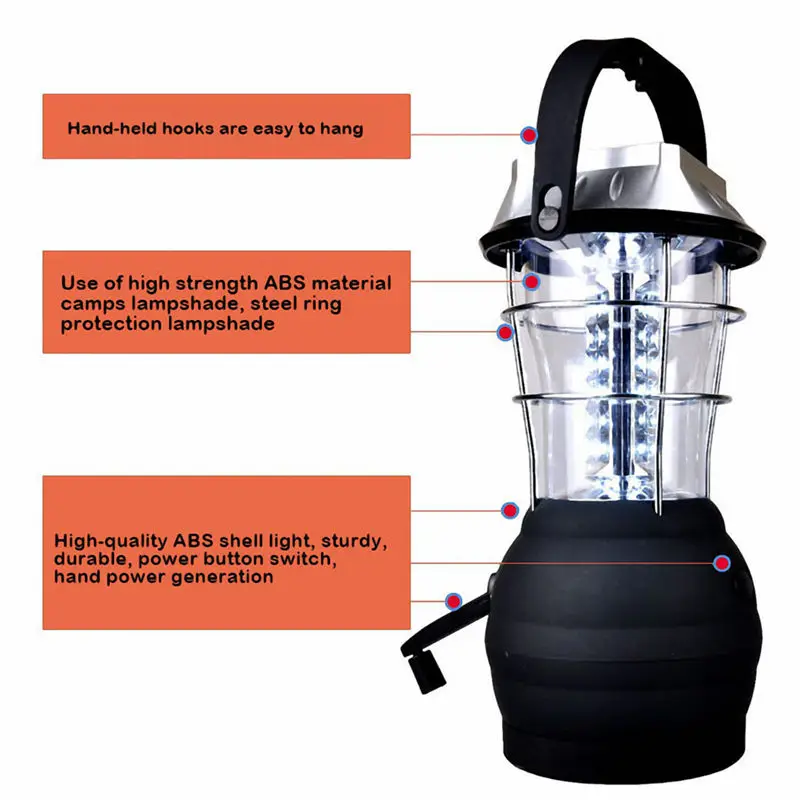 Solar Lantern 5 Mode Hand Crank Dynamo 36 LED Rechargeable Camping Emergency Light Ultra Bright - | Лампы и освещение