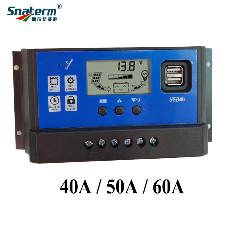 Новый автоматический ЖК дисплей 60A 50A 40A DC12V24V Интеллектуальные регуляторы