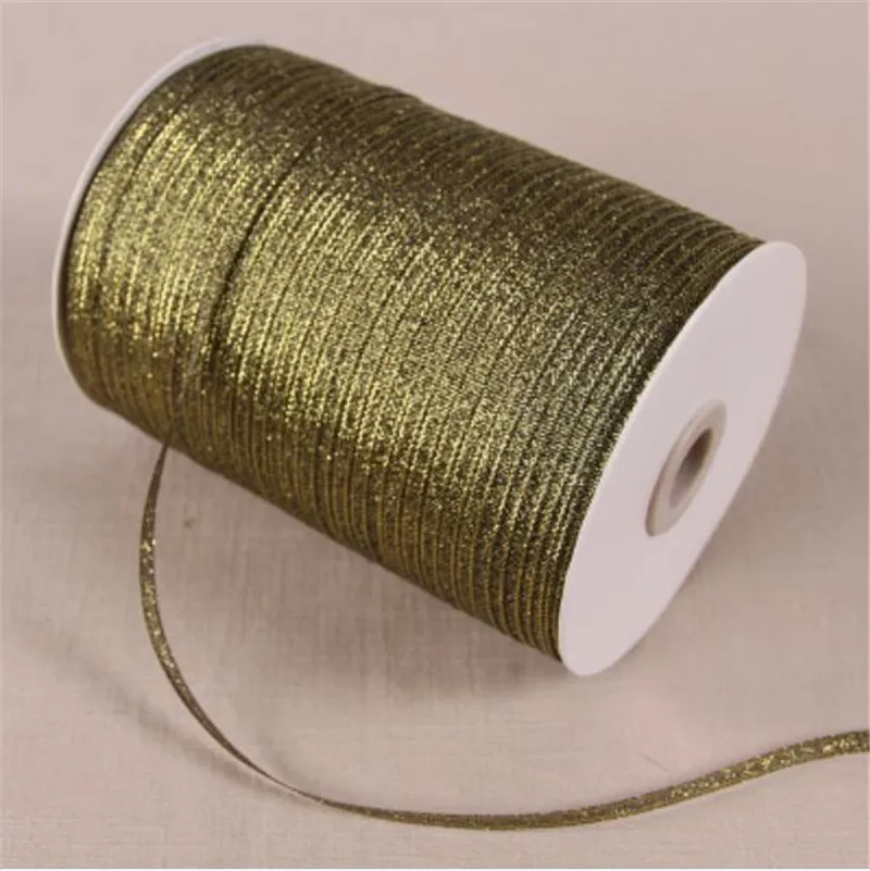 Black gold glitter 3 мм блестящая цветная металлическая лента рождественское свадебное украшение коробка для торта и конфет упаковка блестящие ленты ткань, аксессуары для DIY - Цвет: Black gold glitter