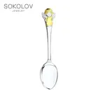 Ложка детская Ангелочек позолота SOKOLOV, Серебро, 925, Оригинальная продукция