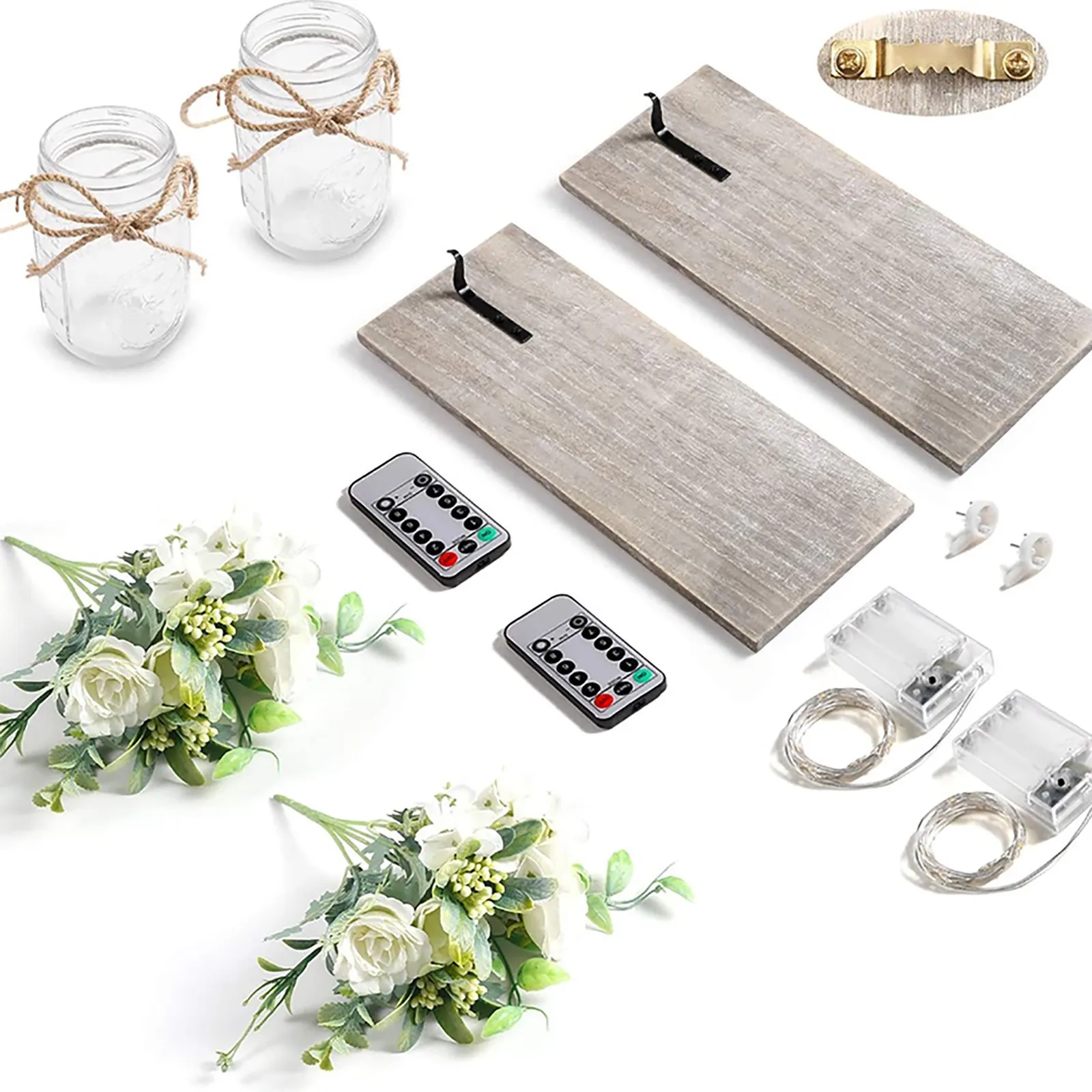 

2Pcs Glass Can Wall Lamps Retro Lights LED Night Light Decorations Simulation Immortal Flower Wood Wall Lamp Garden Solar light