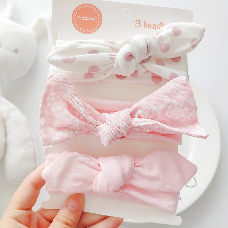 3Pcs Cute Rabbit Ear Baby Headband Neonata Bow Flower Elastic Bandanas Girls Headbands Children Turban Hair Accessories Set | Детская