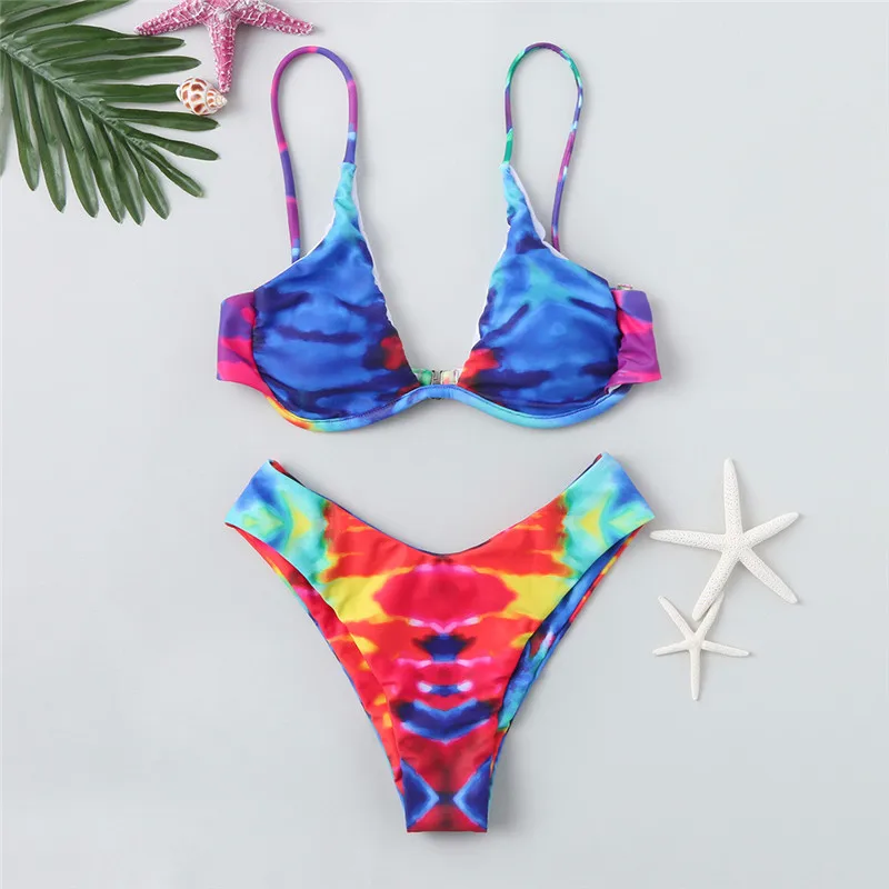 Бикини набор бикини с завязками высокой посадкой на тонких бретелях купальник