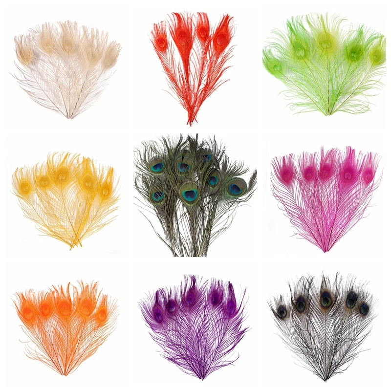 Оптовая продажа 100 шт./лот цветные окрашенные Lvory белые перья павлина для