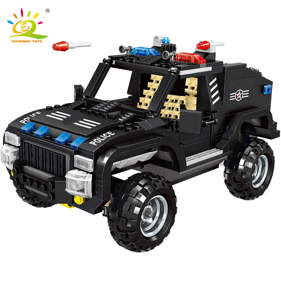 HUIQIBAO игрушки 630 шт SWAT бронированный автомобиль солдат строительные блоки для