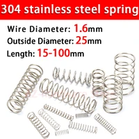 304 stainless steel compression spring return spring steel wire diameter 1 6mm outside diameter 25mm pressure spring 510 pcs