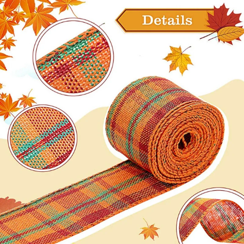 8 PCS Lattice Ribbon with Thread Packaging Craft Multi-Color Autumn Thanksgiving DIY Garland | Дом и сад