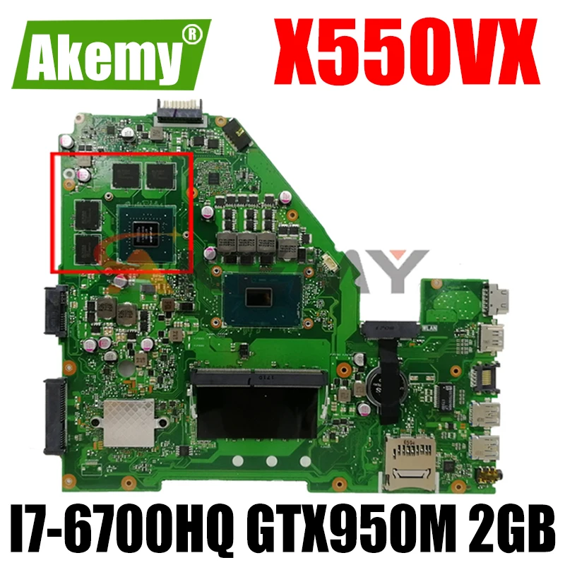 

X550VX MB_8G RAM/I7-6700HQ/AS GTX950M 2GB VRAM Mainboard For ASUS X550VX FX50V K550VX X550 X550V laptop motherboard 100% Tested