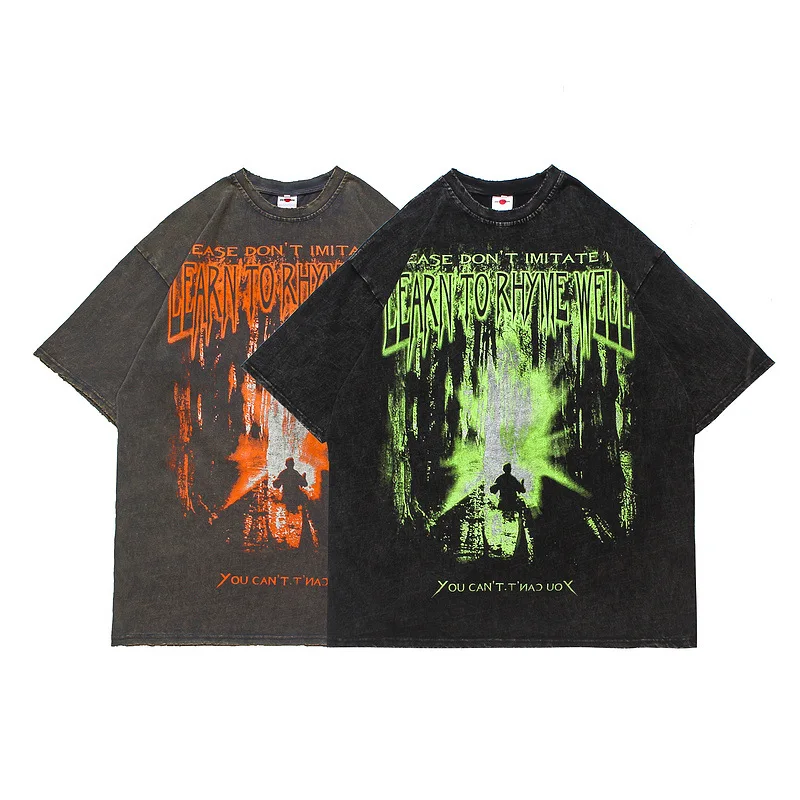 

2021 Men Hip Hop Vintage T Shirt Streetwear Creative Print T-Shirt Harajuku Cotton Tshirt Summer Short Sleeve Tops Tees WQ608