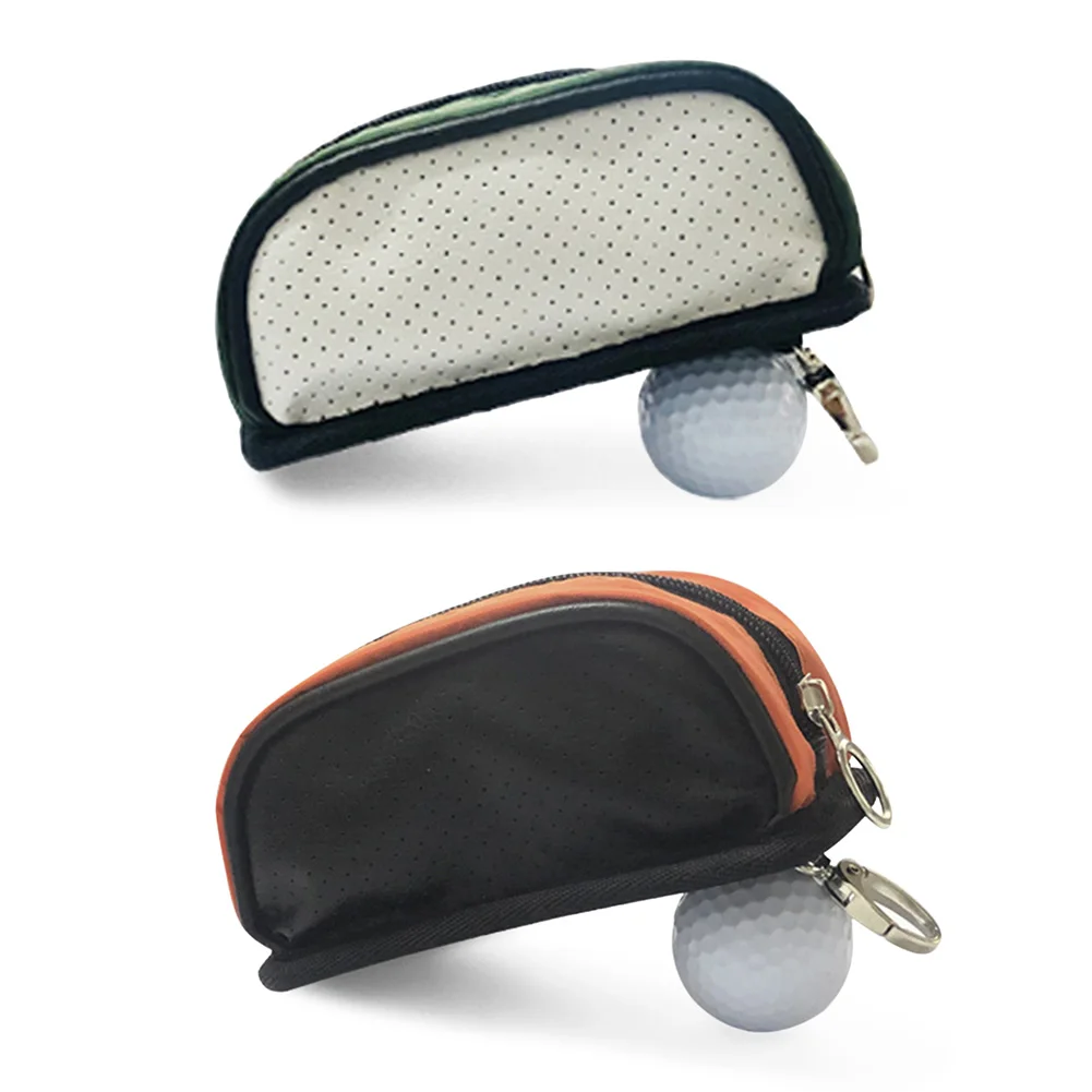 

GOLF Ball Bags with 3Tees Holder Portable PU Leather Storage Clip Hook Waist Belt Pouch Zipper Container Organizer GOLFEquipment