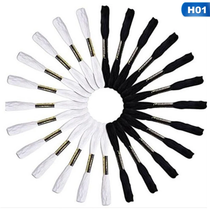 Цвет: белый черный нитки мулине для вышивания декоративным стежком шитье моток