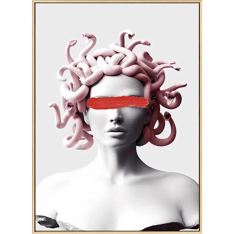 

Vaporwave Sculpture Of Medusa Canvas Art Posters Graffiti Canvas Paintings On the Wall Art Cover Face of Medusa Pictures Decor