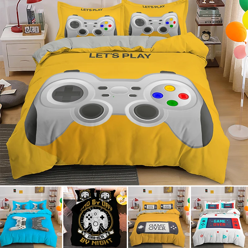 

Luxury 2/3 Pcs Gamer Duvet Cover Cartoon Game King Queen Single Bedding Sets Kids Boys Girls Quilt Comforter Covers Set