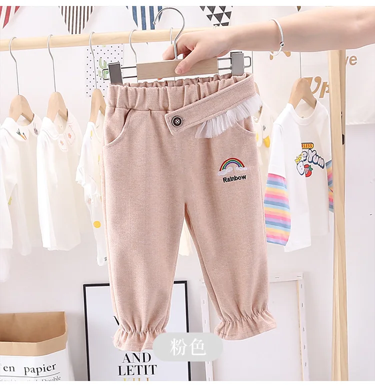 

Baby Girls Sweet Lace Pants 2020 Spring Autumn Loose Fashion Casual Children's Princess Sports Pants Kids