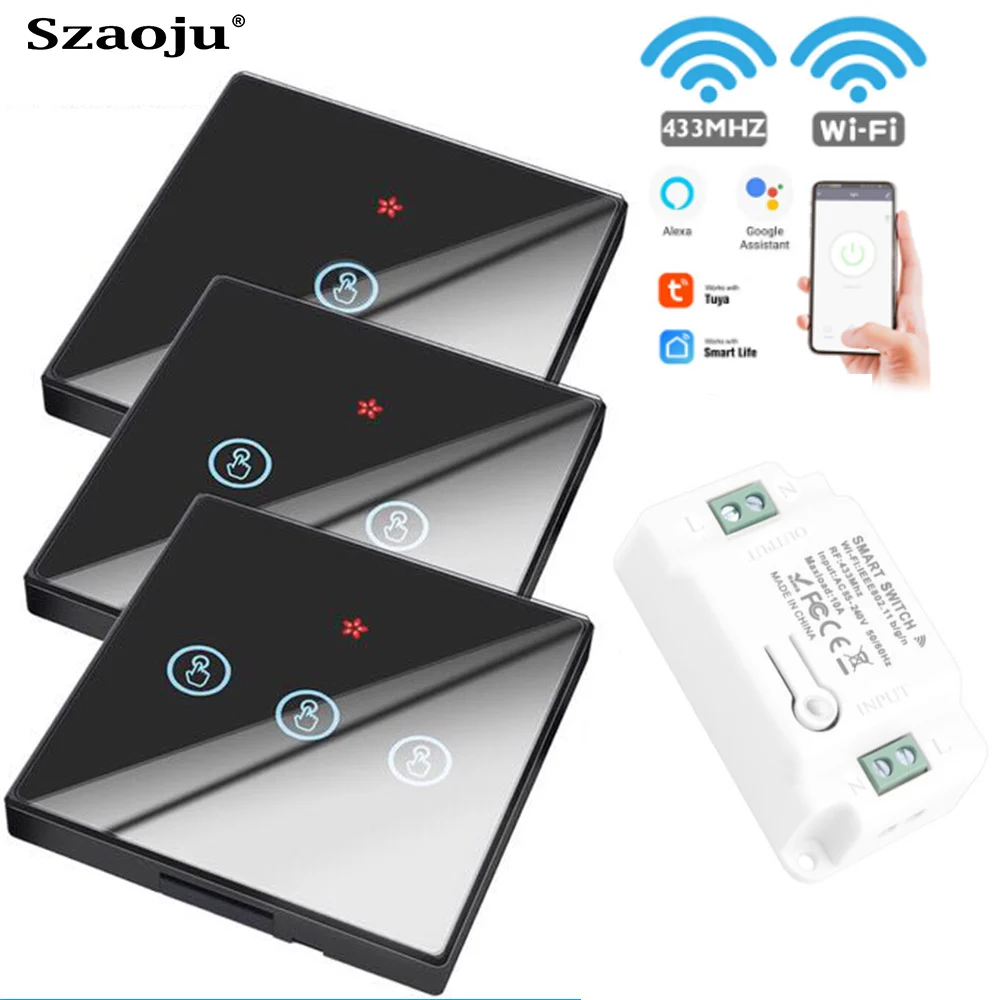 Сенсорный светильник ключатель Szaoju с поддержкой Wi Fi 433 МГц 110 220 В переменного