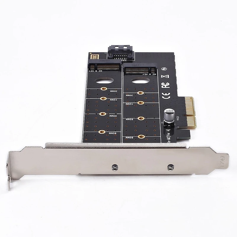 Двойной M.2 Адаптерная плата Pcie M2 Ssd Nvme (M) или Sata (ключ B) 22110 2280 2260 2242 2230 к Pci-E 3 0X4