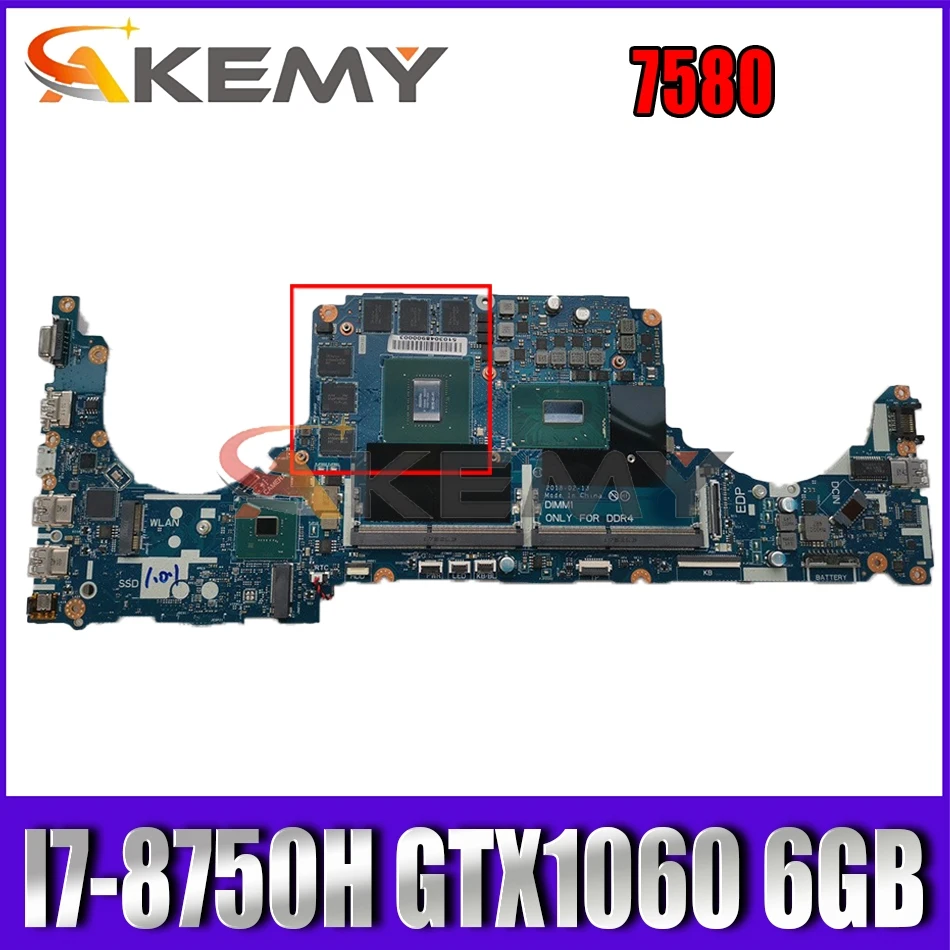 

Akemy Brand New I7-8750H GTX1060 6GB FOR DELL VOSTRO 7580 Laptop Motherboard LA-E994P CN-03TD2W 3TD2W Mainboard 100%Tested