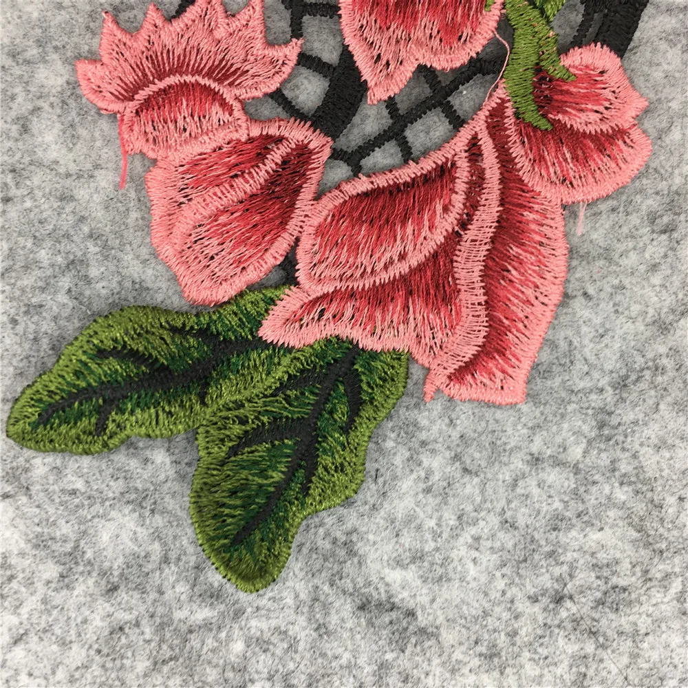 Распродажа 1 шт. розовая Венецианская кружевная ткань аппликация для платья