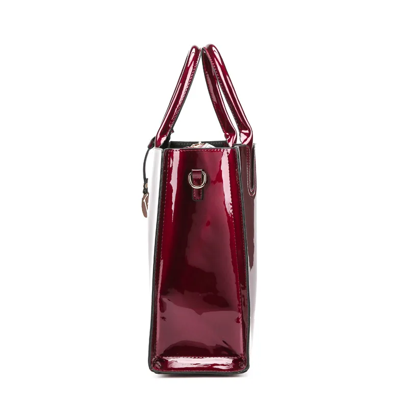 

2021 Ladies Simple Luxury Hand Bags Casual Shoulder Messenger Bags Main Tote Bag Bright Solid Patent Leather Women Fashion Bags