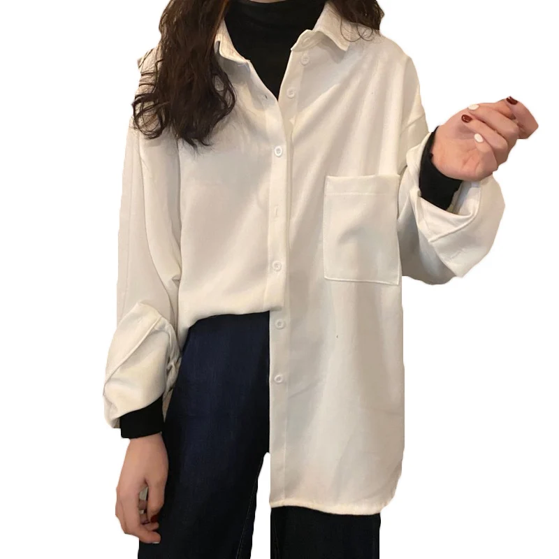 Новинка 2021 весенне-осенняя стильная Вельветовая ленивая белая рубашка в стиле