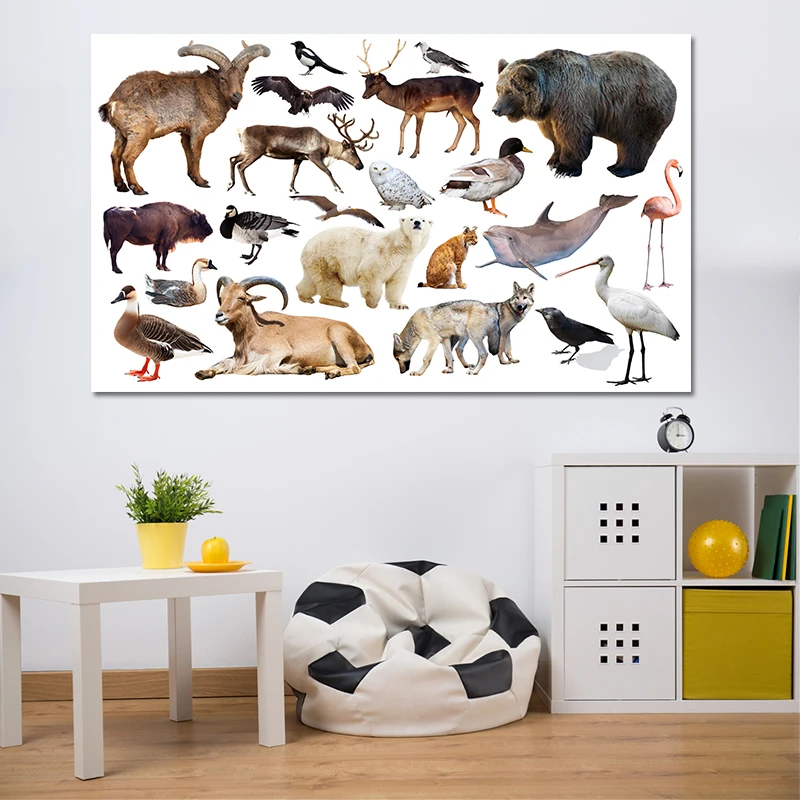 Постер для детей полярный медведь слон Антилопа Орл животные детская комната