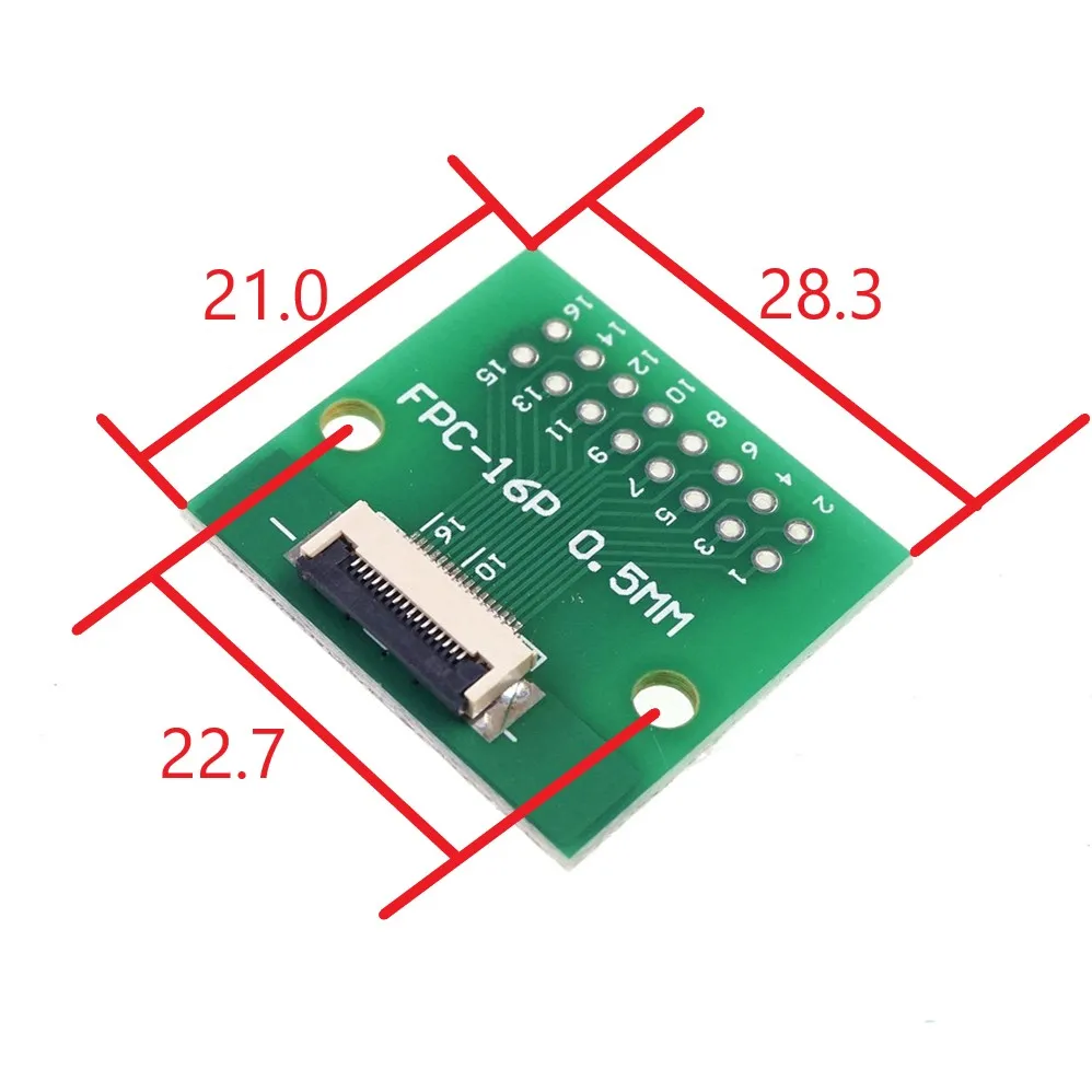 

2 pcs Flexible Flat Cable FFC FPC Connector Adapter 16 Pin 0.5 mm to 2.54 mm pitch 16 P 2x8 Pin through holes DIP PCB Converter