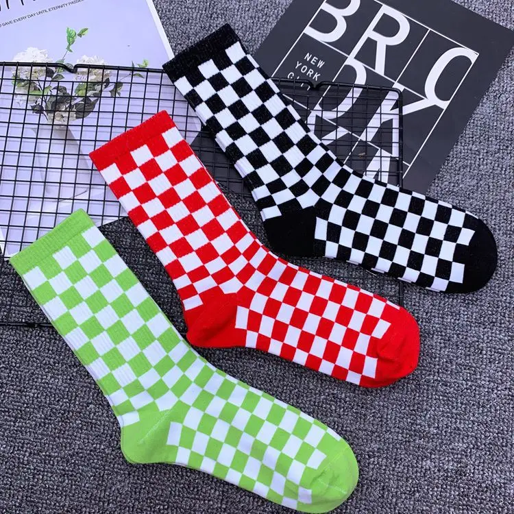 Корейские модные женские носки в стиле Харадзюку с геометрическим рисунком, мужские носки в стиле хип-хоп, хлопковые уличные носки унисекс, Новинка