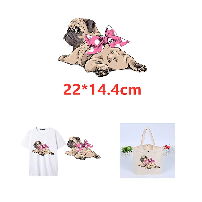 

Dog Portrait DIY Patches On Cloths Iron on Heat Transfer Printing Patches Stickers for Clothes T-shirt Appliques Washable