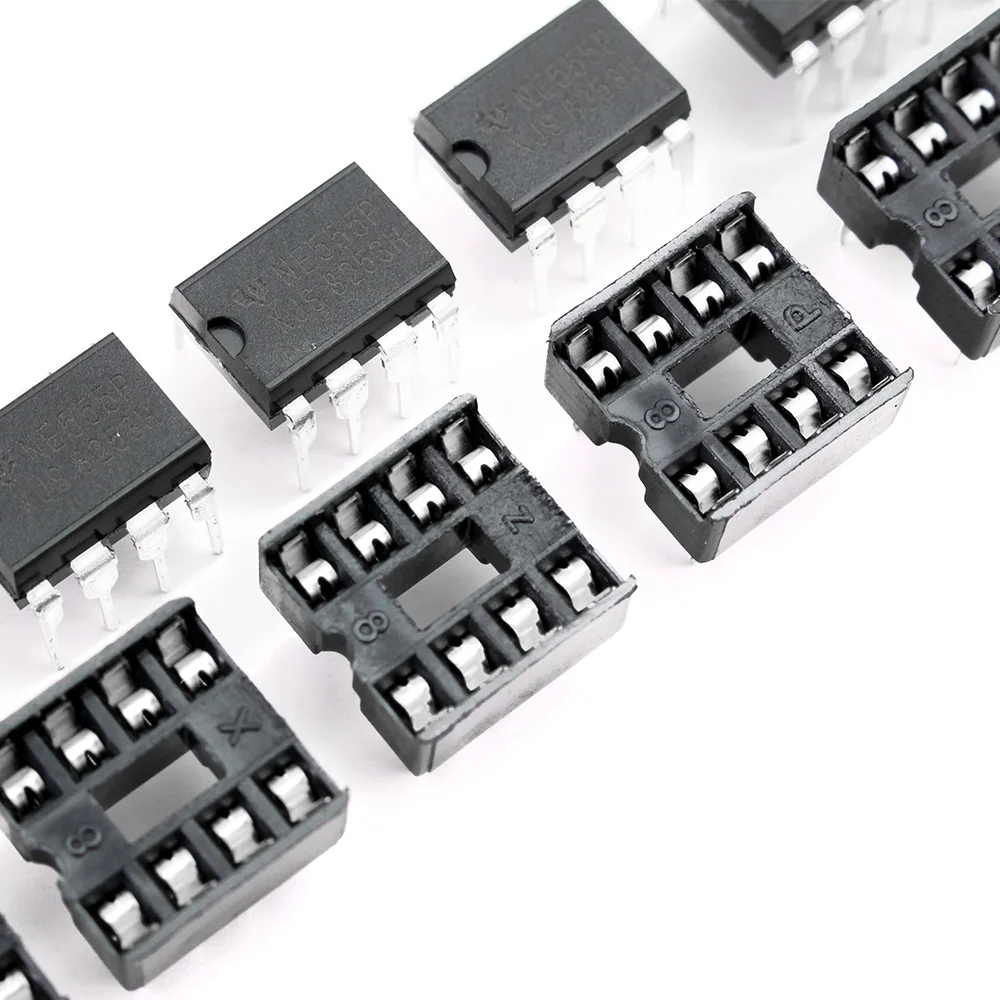 20pcs NE555 IC 555 & 8 Pin DIP Sockets (10 each) ic ne555 and Sockets DIP8 diy for arduino starter kit