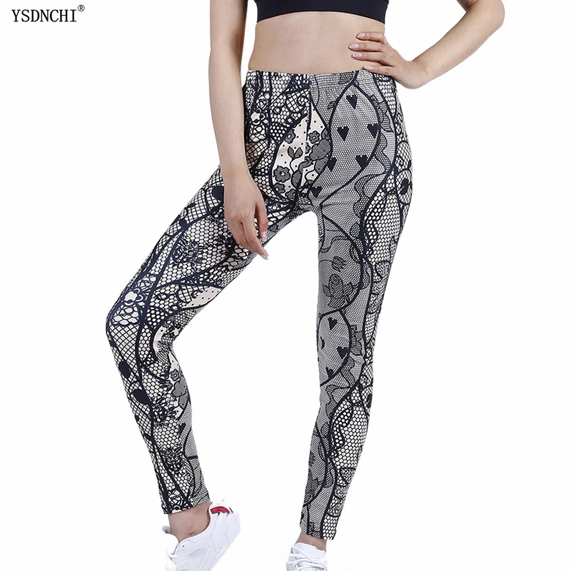 

YSDNCHI Women Fashion Fintess Legging Love Digital Print leggins Workout High Elasticity Ladies Sporting Fitness High Waist New