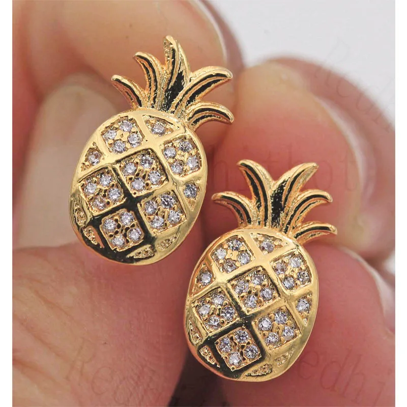 Роскошные модные серьги-гвоздики для женщин с принтом ананасов Форма серьги