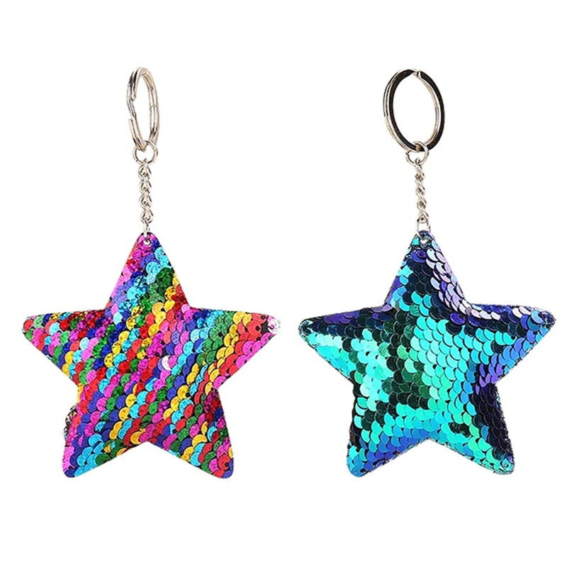 2 шт. Женская цепочка для ключей в форме звезды с блестками ювелирное изделие