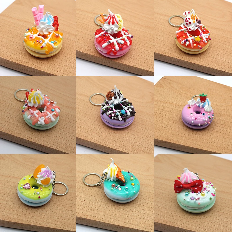 Брелок пончик 1 шт. креативный брелок с алмазным жемчугом и кристаллом аксессуар