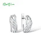 Женские серебряные серьги SANTUZZA, из серебра 925 пробы со сверкающим кубическим цирконием, модные ювелирные украшения