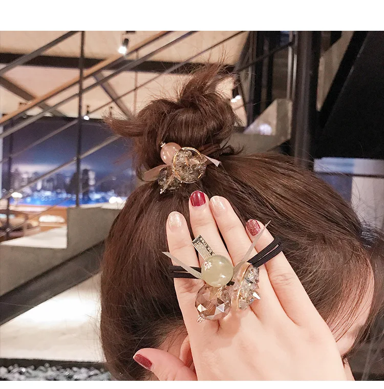 

60pcs/lot DIY Simple Multi Upgrade Crystal Elasticity Hair Band Ball Drill Rubber Band Hair Styling Tools Accessories HA1343