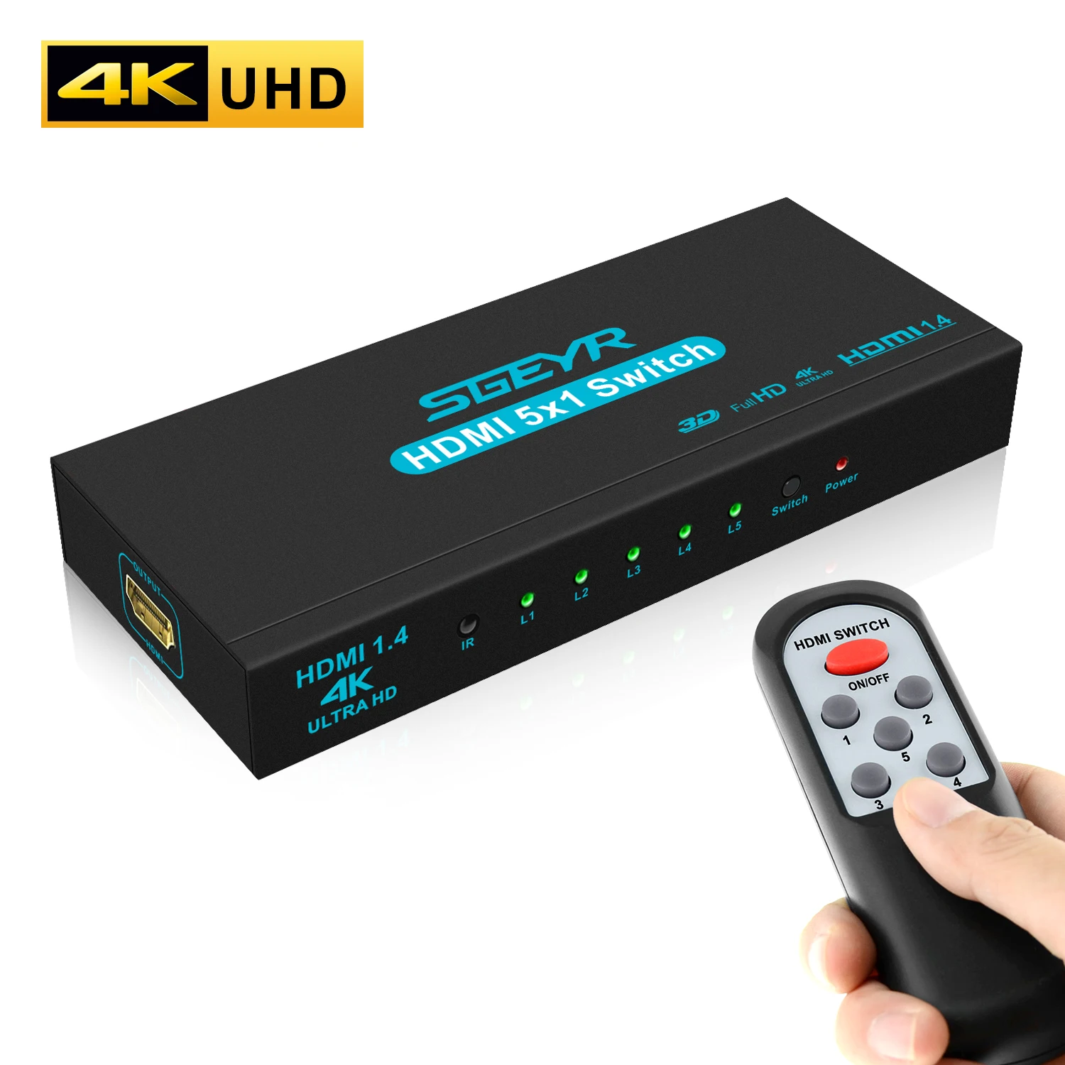 SGEYR HDMI сплиттер переключатель 5 вход 1 выход HDMI адаптер коммутатор 5X1 4K HDMI переключатель для xbox 360 PS4/3 Smart Android HDTV