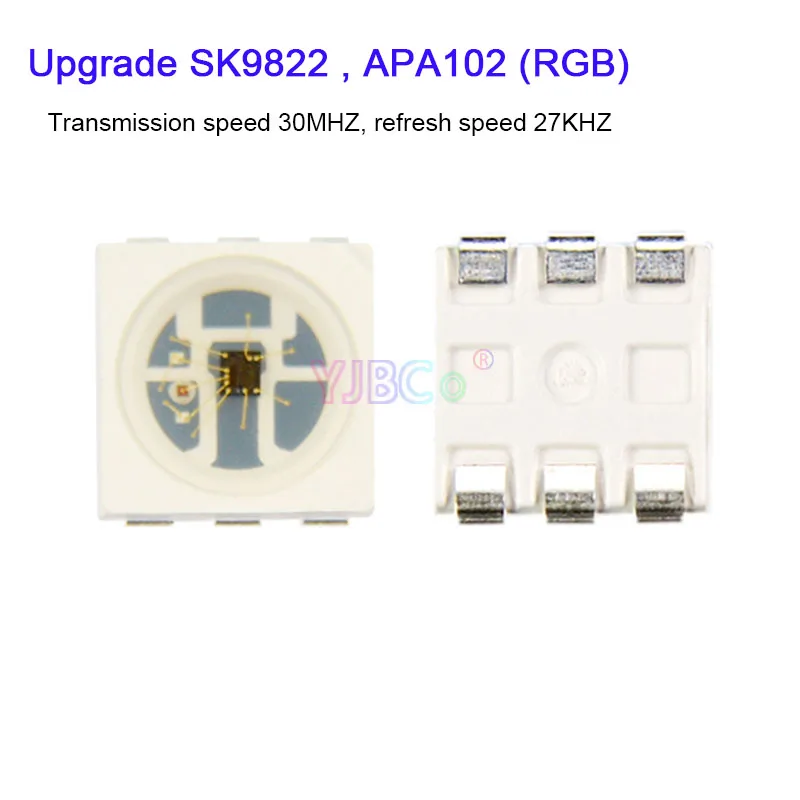 1000 шт. обновленный светодиодный чип SK9822 (аналогичный APA102) IC SMD 5050 RGB 27 кГц скорость