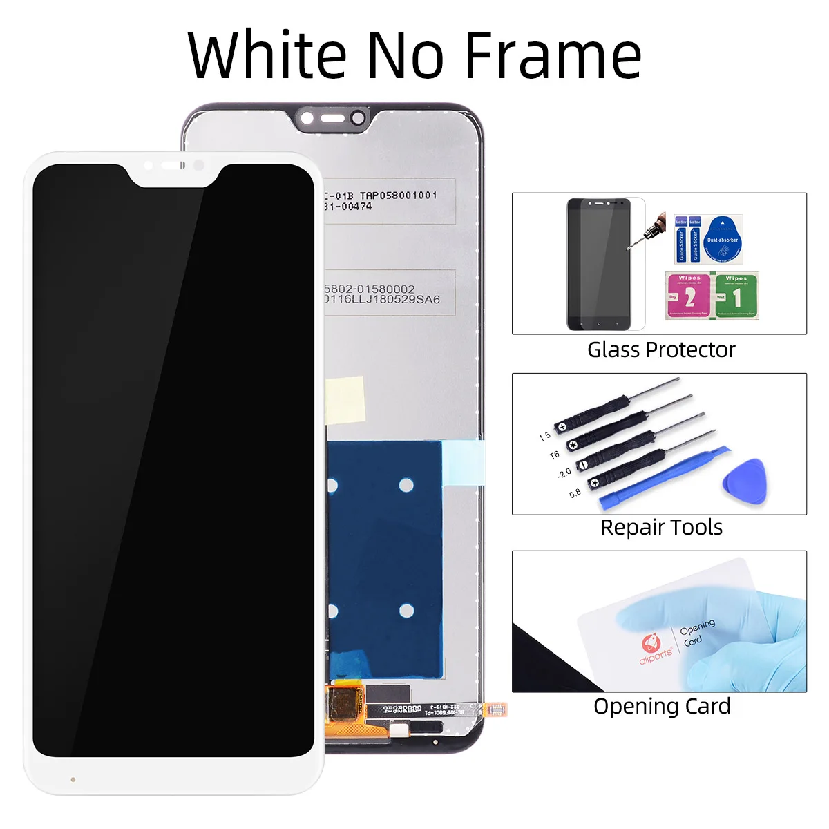 No Frame White Дисплей для Xiaomi Mi A2 Lite 6 Pro LCD в сборе с тачскрином на рамке 5.84'' черный белый - Цвет: No Frame White