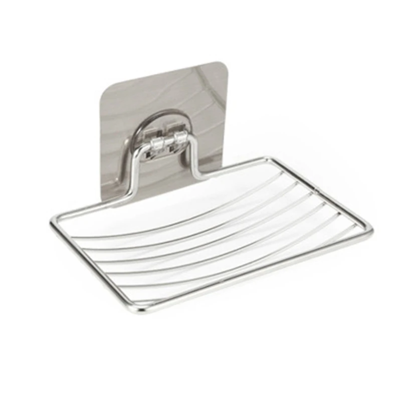

Stainless Steel Soap Dish Wall-mounted Drain Soap Rack for Kitchen Bathroom Toilet Wall Storage Box with Adhesive