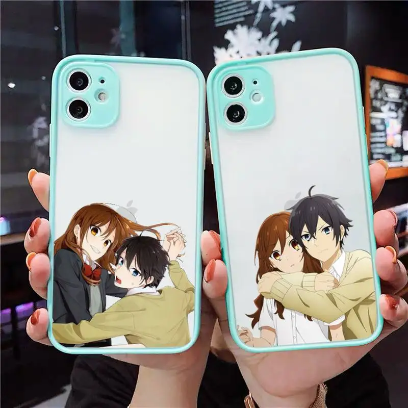 

Miyamura Izumi Horimiya couple Phone Case For iPhone 12 11 Mini Pro XR XS Max 7 8 Plus X Matte transparent blue Cover